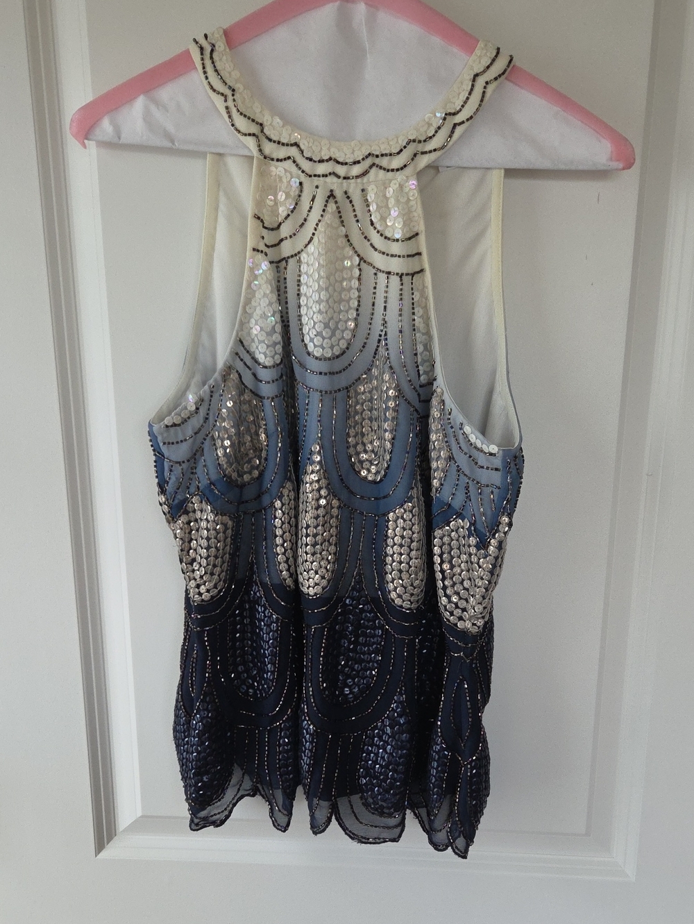 Women's Ombre Sequin Halter Dress - Cream to Navy